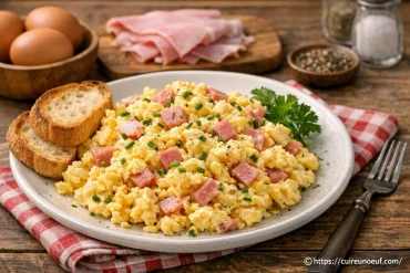 Œufs brouillés au jambon : recette traditionnelle facile et savoureuse