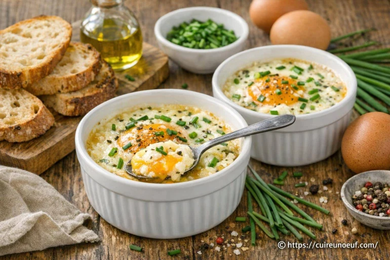 Œufs cocotte à la ciboulette : recette parfumée et facile à préparer