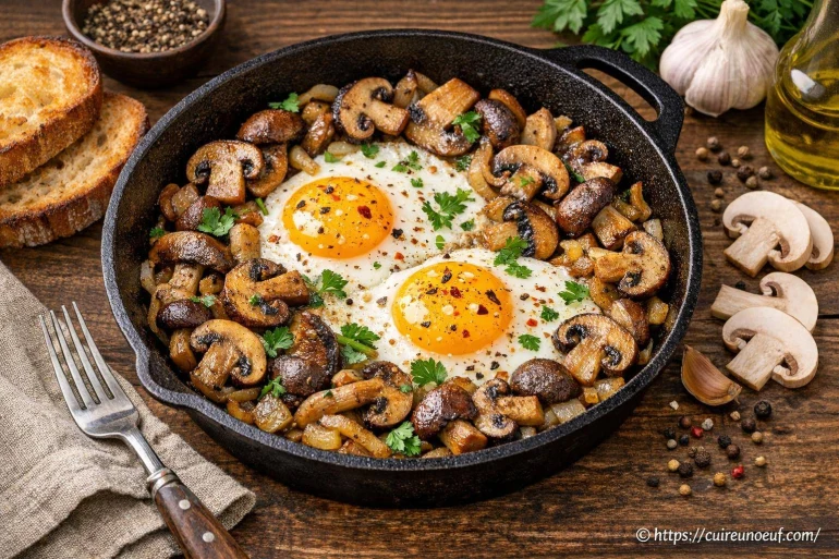 Œufs au plat aux champignons : recette facile et savoureuse à tester