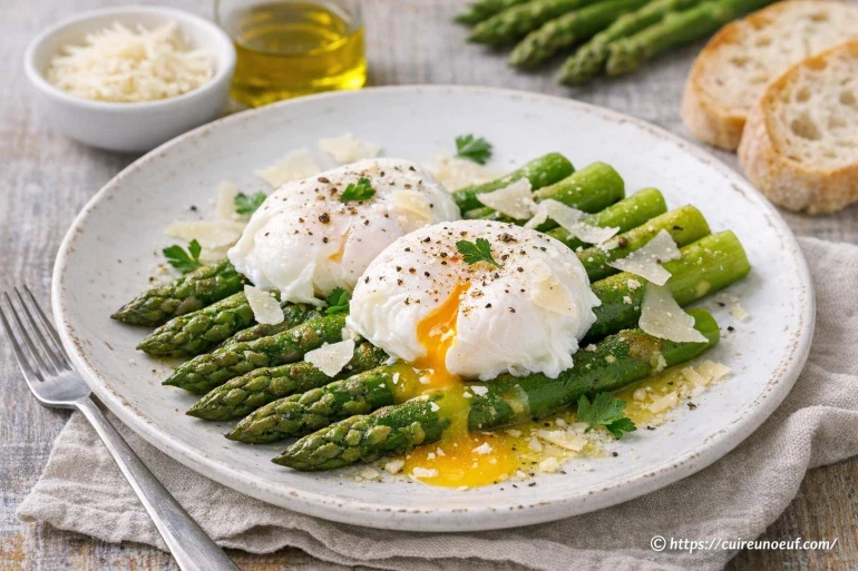 Œufs pochés aux asperges et parmesan : une recette printanière savoureuse