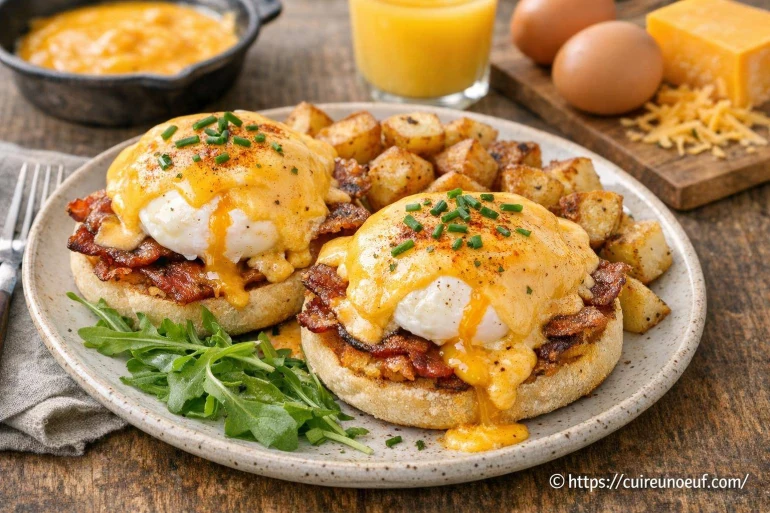 Œufs bénédicte au cheddar : une recette gourmande au fromage facile à préparer