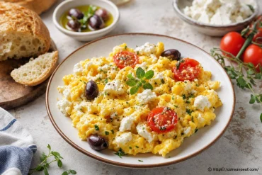 Œufs brouillés à la feta : recette méditerranéenne simple et savoureuse