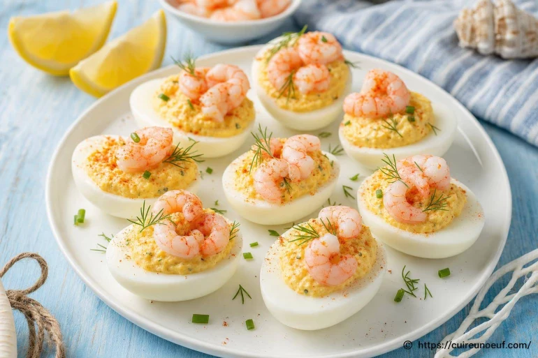 Œufs mimosa aux crevettes : une recette marine savoureuse