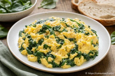 Œufs brouillés à la florentine : recette crémeuse aux épinards