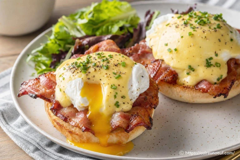 Œufs bénédicte au bacon : une recette savoureuse et croustillante