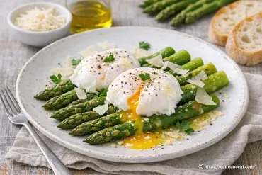 Œufs pochés aux asperges et parmesan : une recette printanière savoureuse