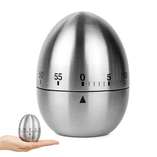 Minuteur à œufs Inoxydable,60 Minutes Argent Alarme Rotative