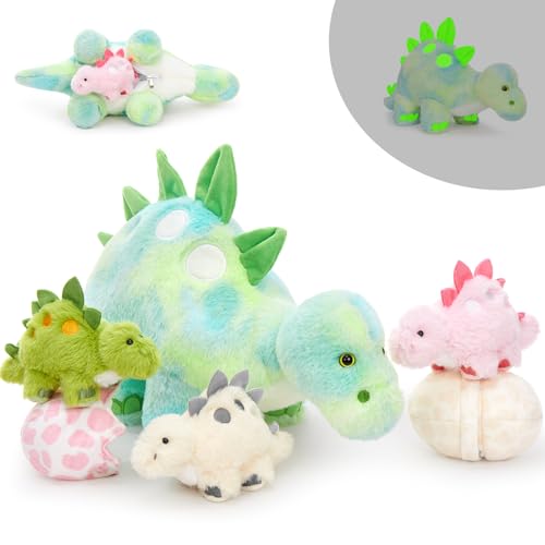 MaoGoLan 6 Pièces Peluche Stégosaure - 1 Maman stégosaure, 3