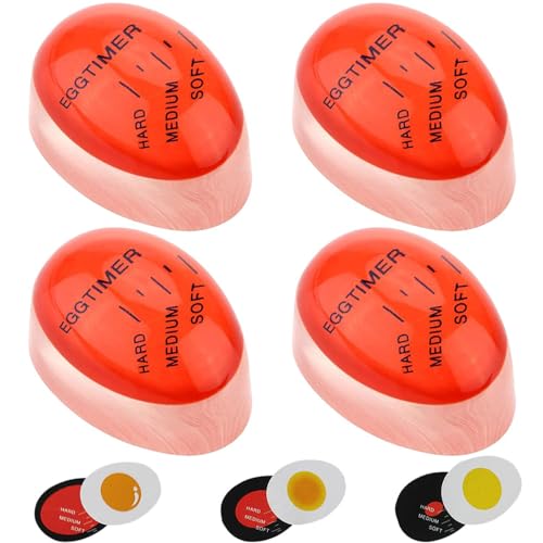 Lot de 4 minuteurs pour œufs à la coque, minuteur pour la cu