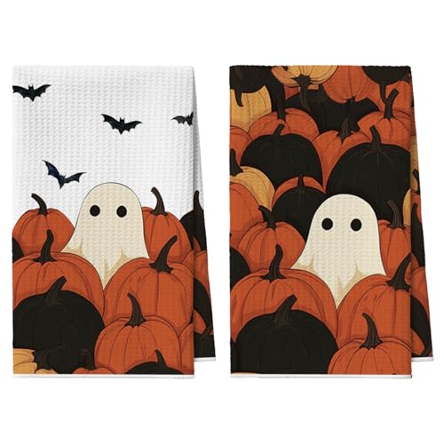 Artoid Mode Lot 2 Torchons de Cuisine Halloween Citrouilles 