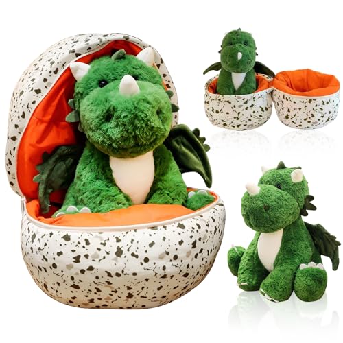 KBIBCK Peluche Dinosaure, Dinosaure Peluche avec Œuf 25 cm, 